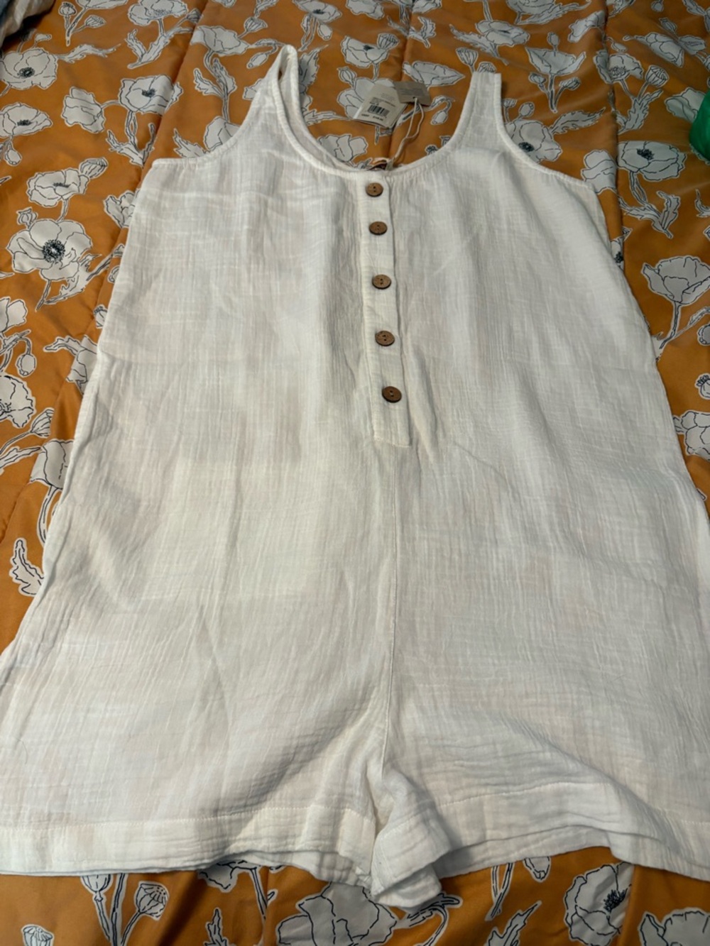 Faherty white cotton gauze beach romper.